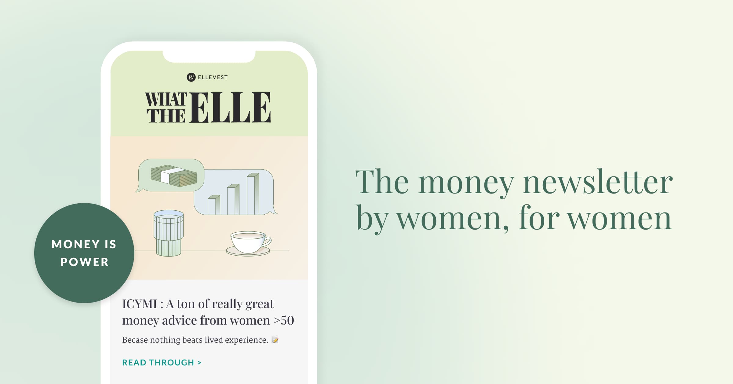 What the Elle newsletter screenshot for an article about financial content marketing and the best email newsletters