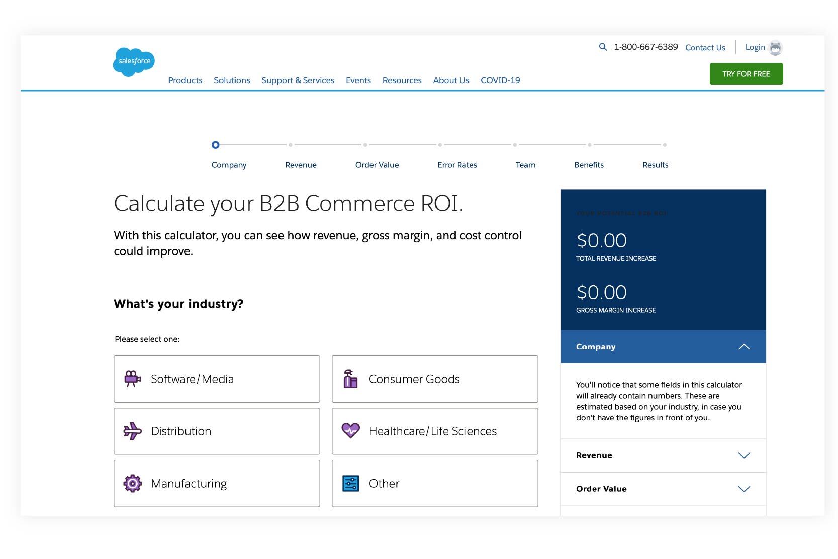 b2b content salesforce calculator
