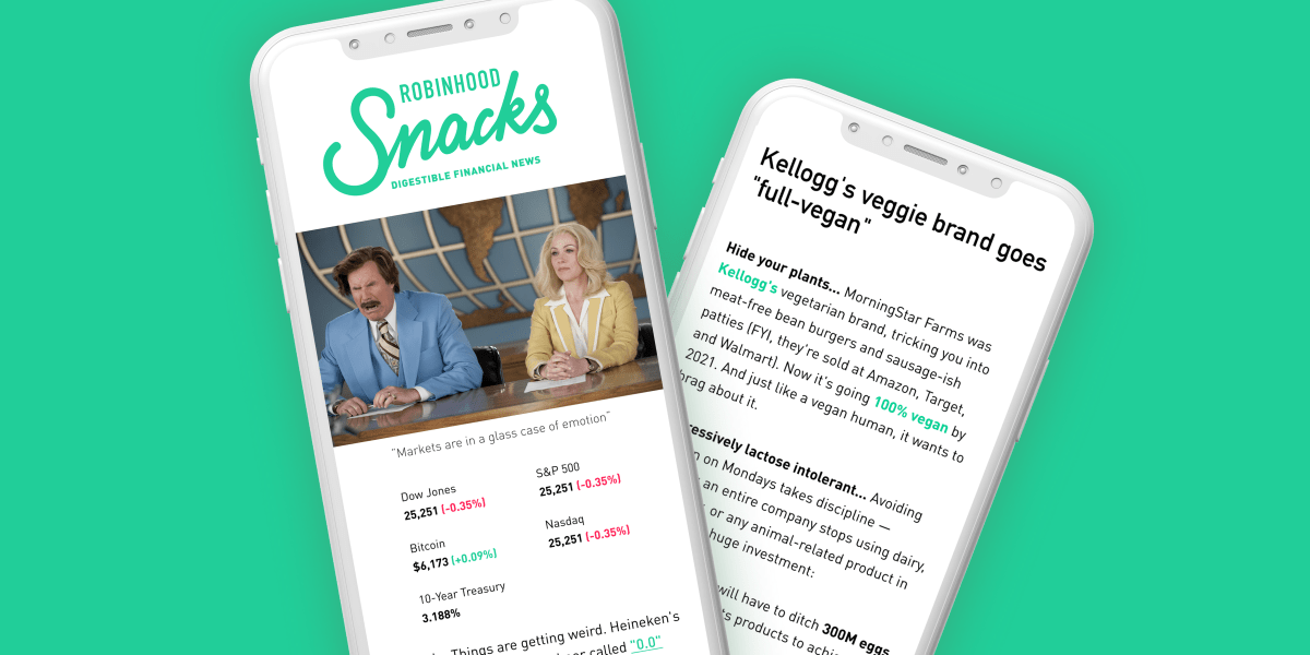 Robinhood snacks for an article about financial content marketing and the best email newsletters